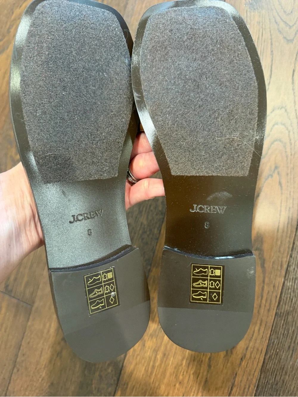 J.Crew Callie canvas brown leather sandals slides size 8